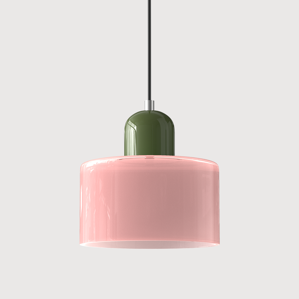 Mid-Century Modern Pendant Light Fixture with Warm White and Two-Tier Frosted Glass Shade