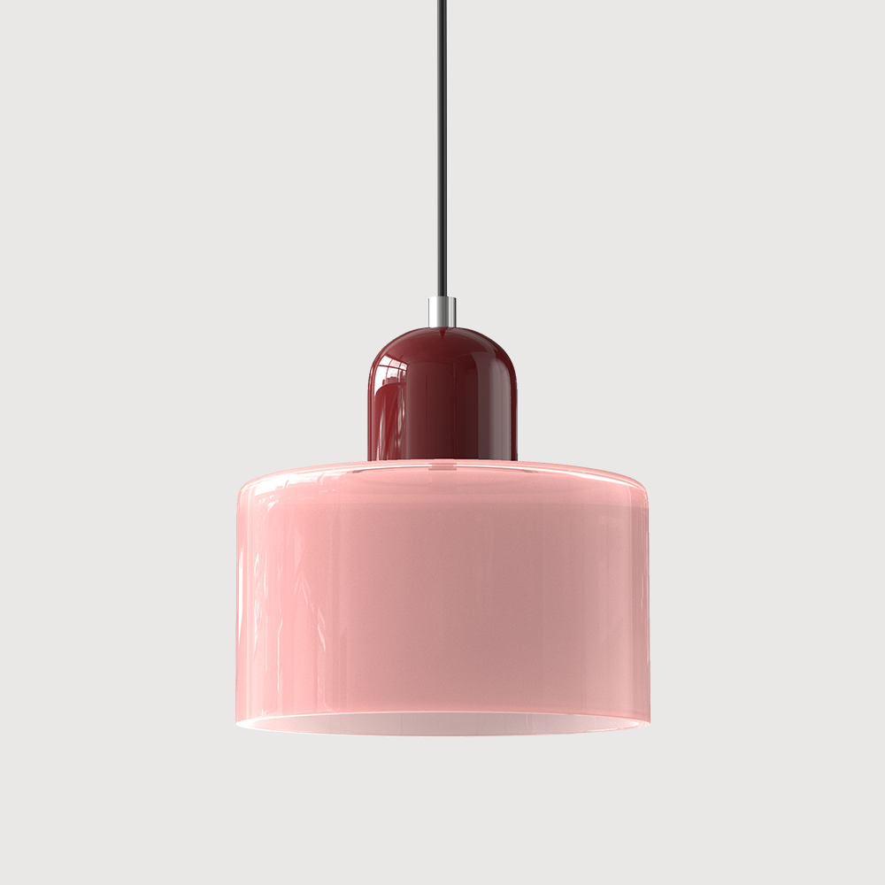 Mid-Century Modern Pendant Light Fixture with Warm White and Two-Tier Frosted Glass Shade