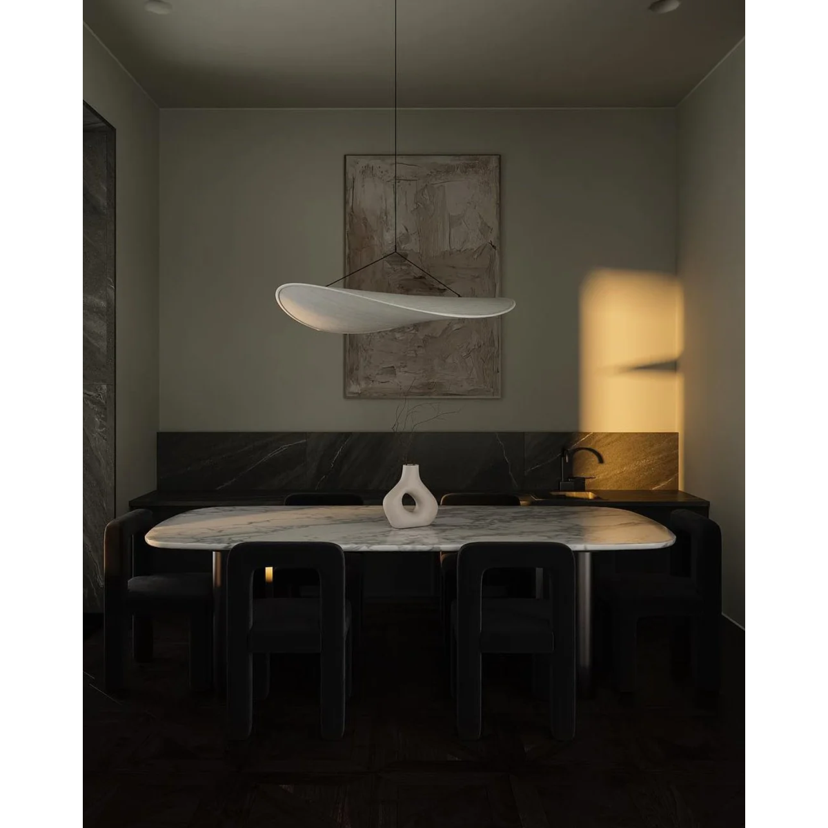 Pendant Light Fixture with Organic Wavy Shade for Kitchen Island and Hanging Spaces