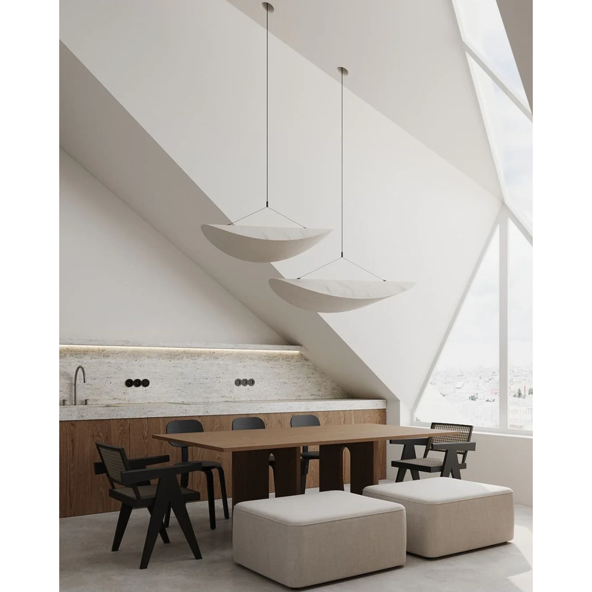 Pendant Light Fixture with Organic Wavy Shade for Kitchen Island and Hanging Spaces