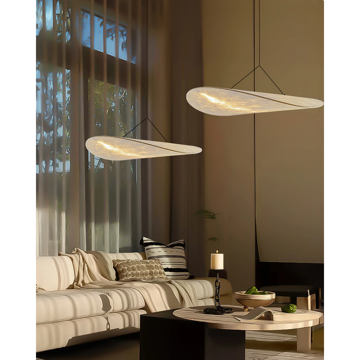Pendant Light Fixture with Organic Wavy Shade for Kitchen Island and Hanging Spaces