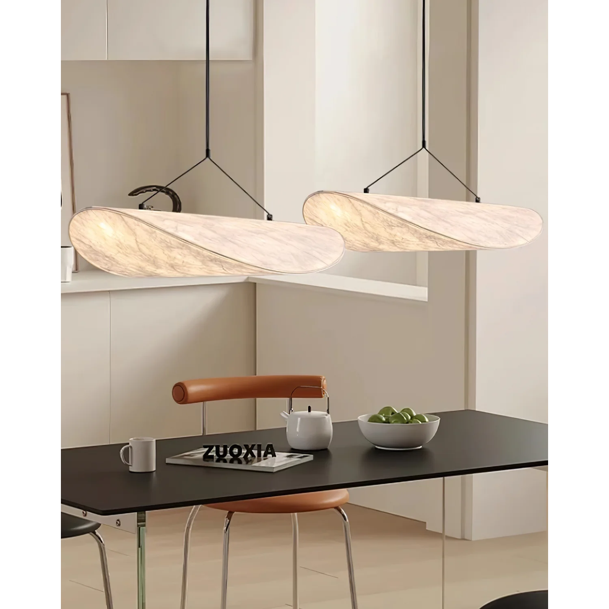 Pendant Light Fixture with Organic Wavy Shade for Kitchen Island and Hanging Spaces