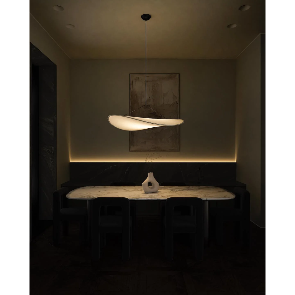 Pendant Light Fixture with Organic Wavy Shade for Kitchen Island and Hanging Spaces