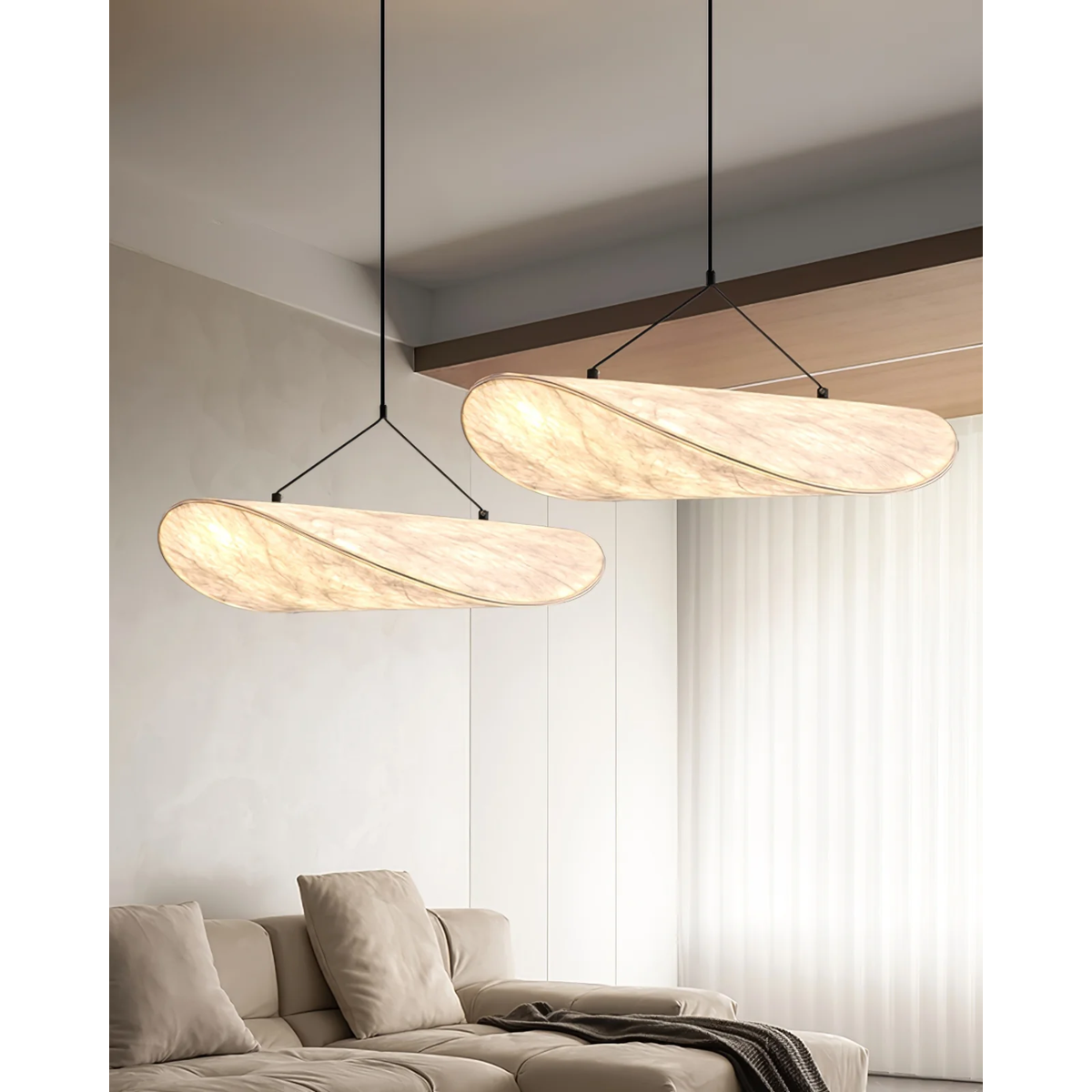 Pendant Light Fixture with Organic Wavy Shade for Kitchen Island and Hanging Spaces