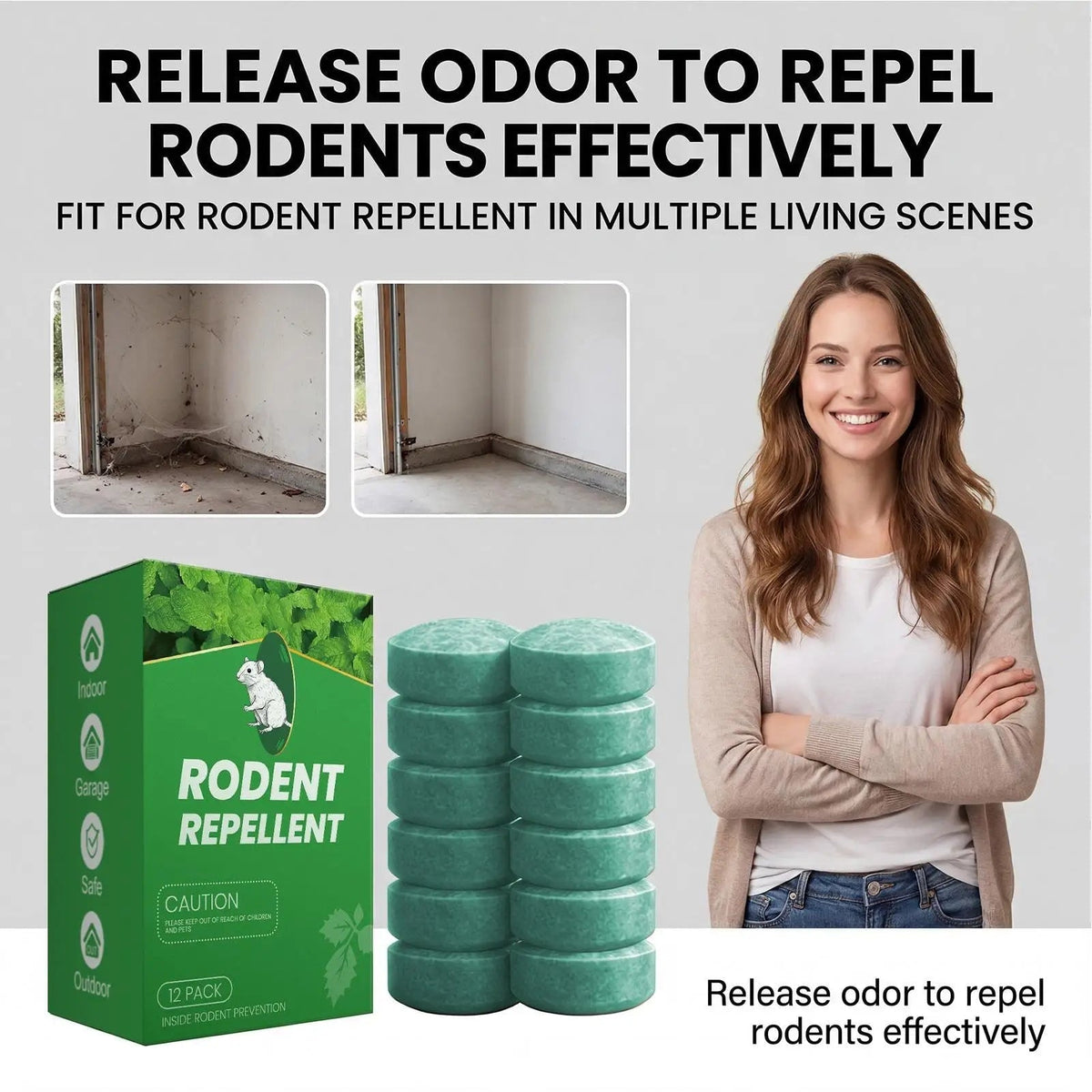 Peppermint Oil Rodent Repellent and Mouse Deterrent Tablets Natural 12-Pack