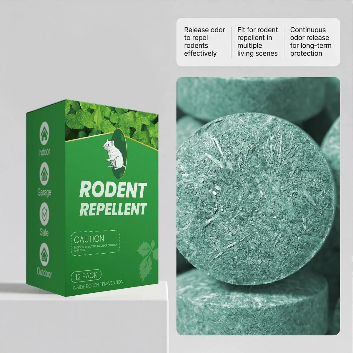 Peppermint Oil Rodent Repellent and Mouse Deterrent Tablets Natural 12-Pack