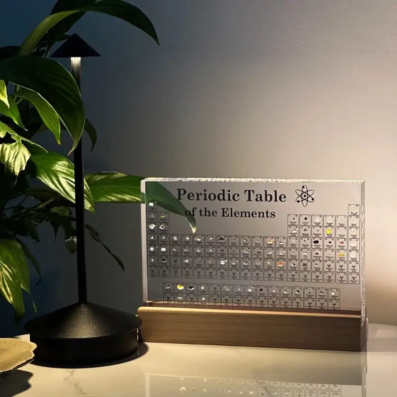 Periodic Table with Real Elements Acrylic LED Display Educational Gift