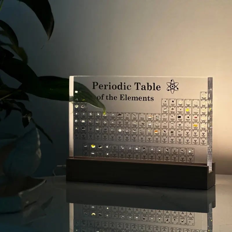 Periodic Table with Real Elements Acrylic LED Display Educational Gift