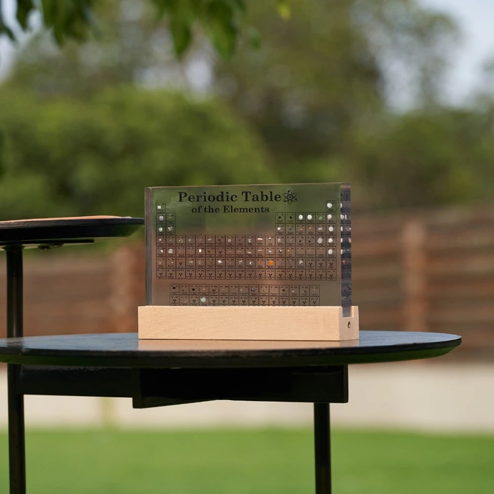 Periodic Table with Real Elements Acrylic LED Display Educational Gift