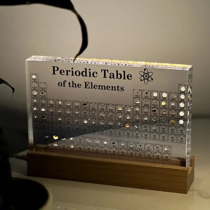 Periodic Table with Real Elements Acrylic LED Display Educational Gift