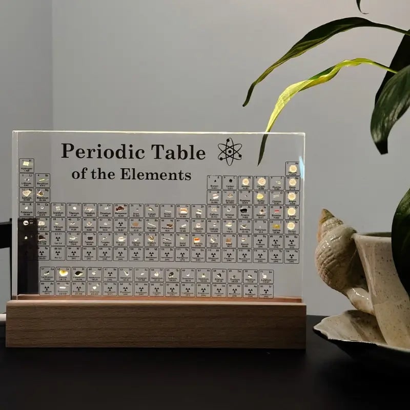 Periodic Table with Real Elements Acrylic LED Display Educational Gift