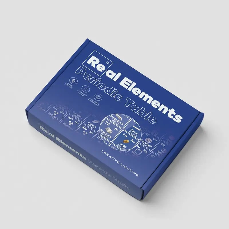 Periodic Table with Real Elements Acrylic LED Display Educational Gift