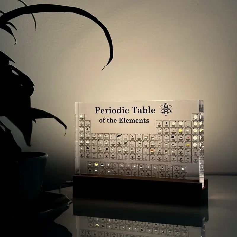 Periodic Table with Real Elements Acrylic LED Display Educational Gift