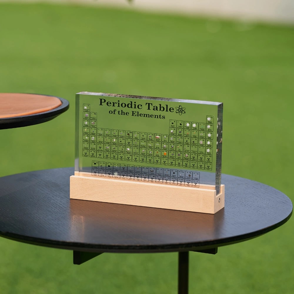 Periodic Table with Real Elements Acrylic LED Display Educational Gift