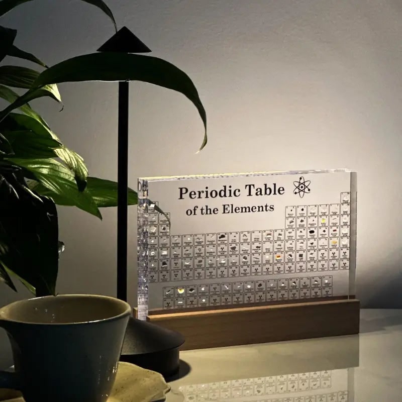 Periodic Table with Real Elements Acrylic LED Display Educational Gift