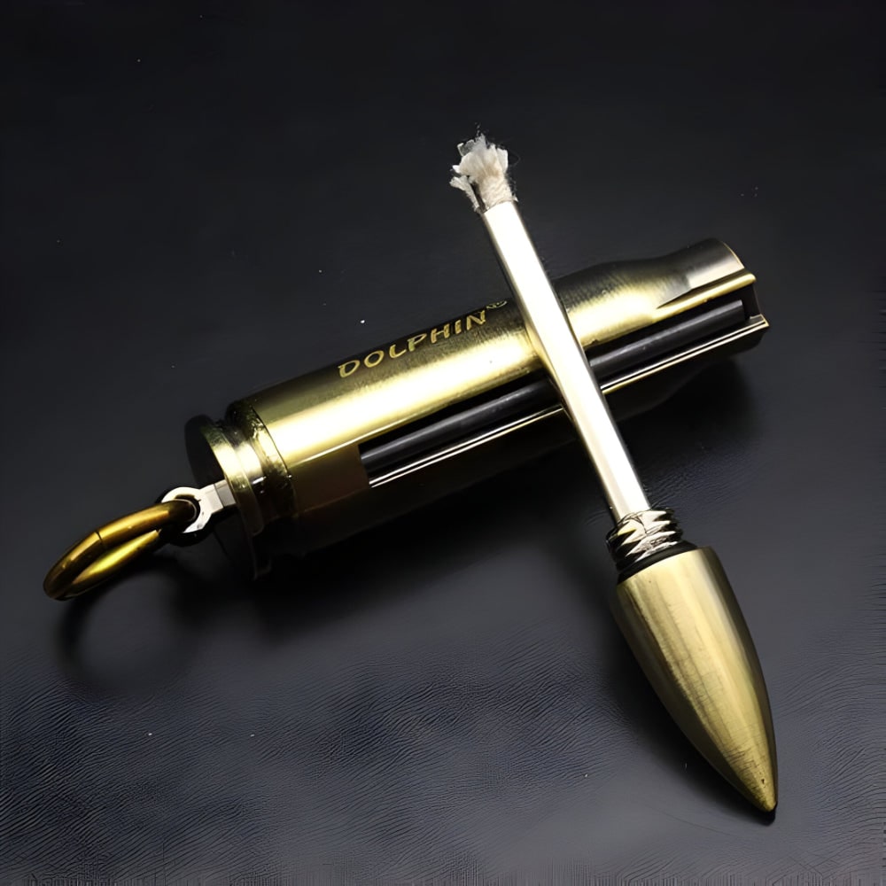 Permanent Match Lighter Fire Starter with Waterproof Metal Construction and Keychain Clip