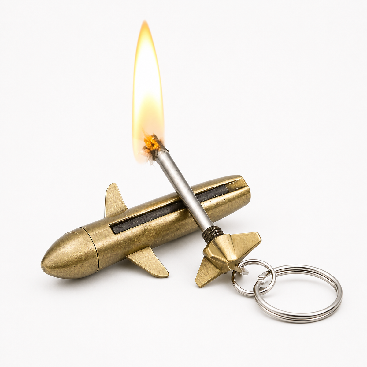 Permanent Match Lighter Fire Starter with Waterproof Metal Construction and Keychain Clip