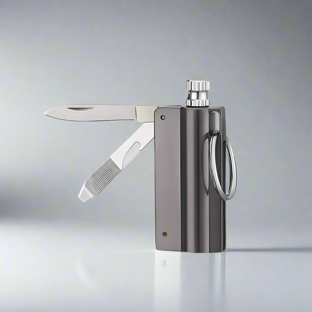 Permanent Match Lighter Fire Starter with Waterproof Metal Construction and Keychain Clip