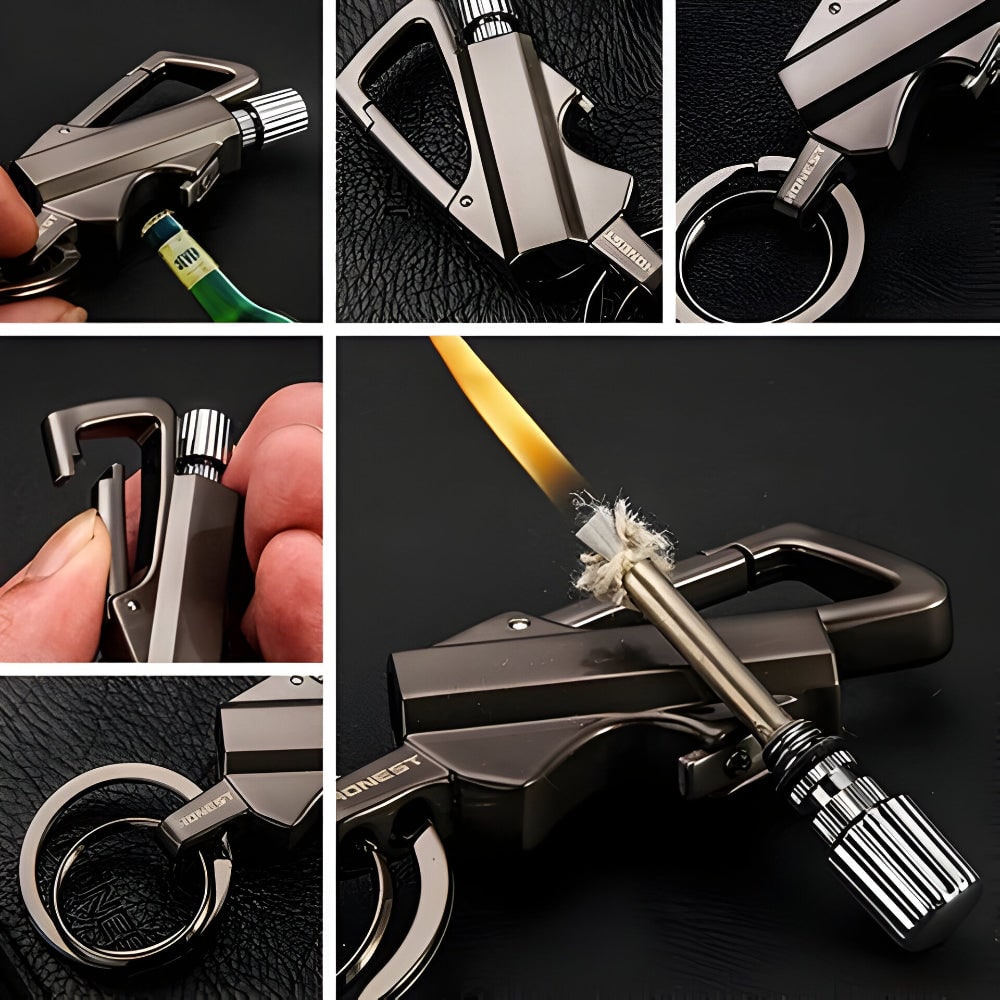 Permanent Match Lighter Fire Starter with Waterproof Metal Construction and Keychain Clip