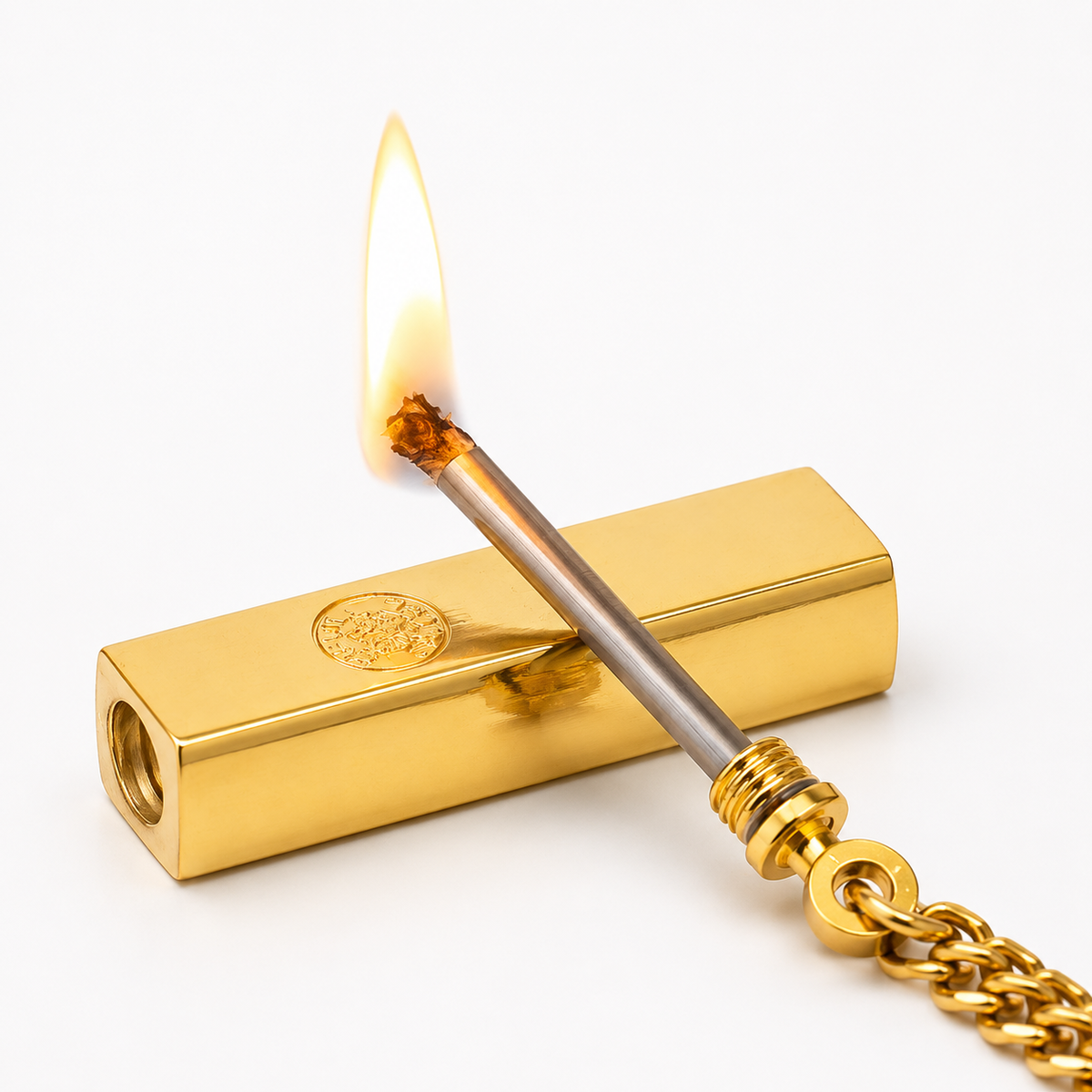 Permanent Match Lighter Fire Starter with Waterproof Metal Construction and Keychain Clip