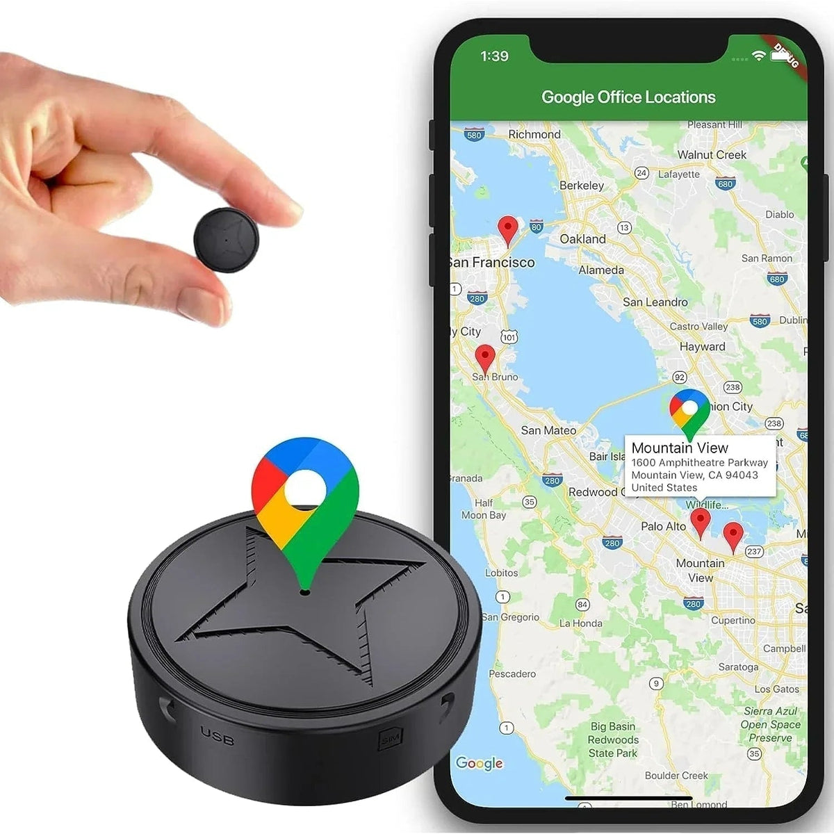 Pet GPS Tracker Portable Mini Magnetic Car with Sim Card Slot Real-Time Motorcycle