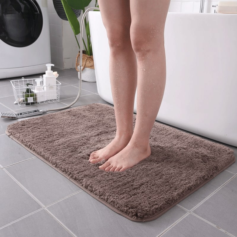 Plush Shaggy Bath Mats for Bathroom with Non Slip Bottom Fast Drying Microfiber Sets