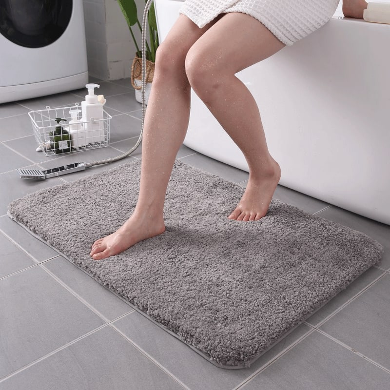Plush Shaggy Bath Mats for Bathroom with Non Slip Bottom Fast Drying Microfiber Sets