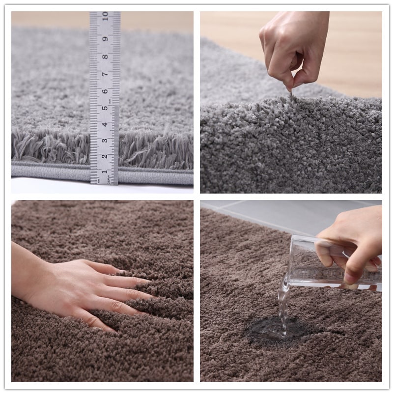 Plush Shaggy Bath Mats for Bathroom with Non Slip Bottom Fast Drying Microfiber Sets