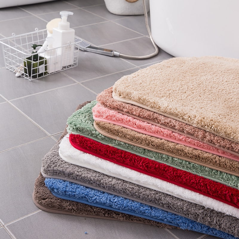 Plush Shaggy Bath Mats for Bathroom with Non Slip Bottom Fast Drying Microfiber Sets