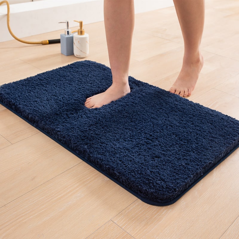 Plush Shaggy Bath Mats for Bathroom with Non Slip Bottom Fast Drying Microfiber Sets