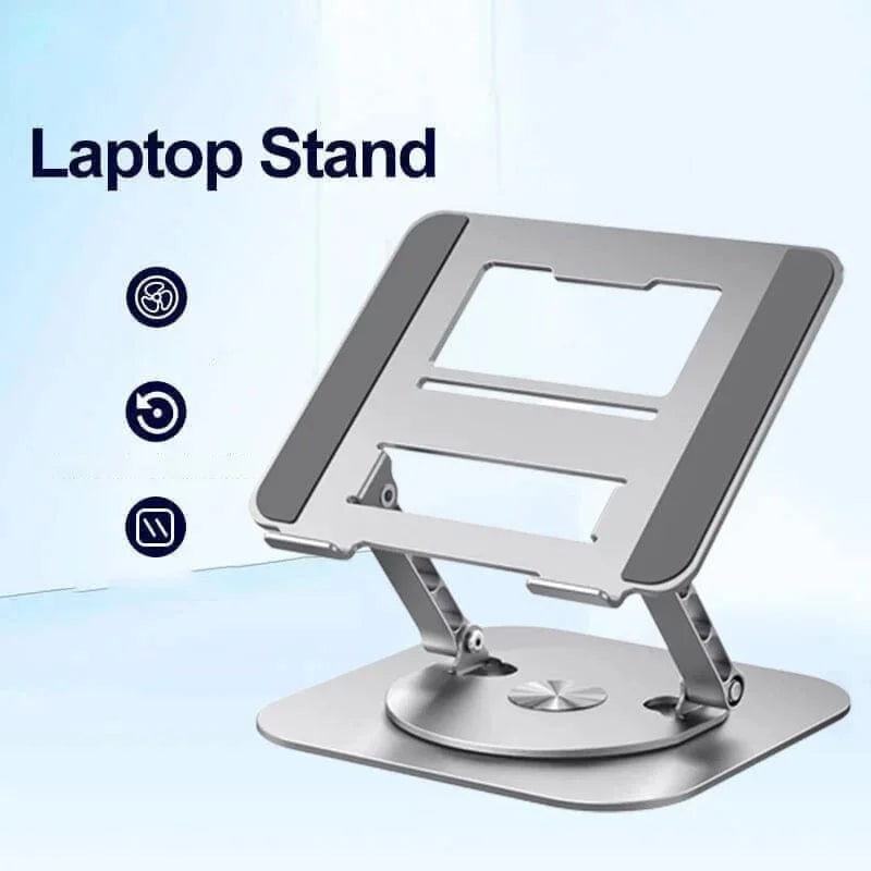 Portable Adjustable Ergonomic Laptop Stand with 360 Rotating Base and Aluminum Foldable Design