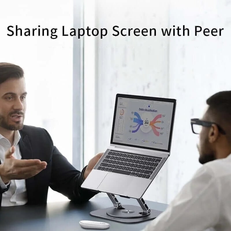 Portable Adjustable Ergonomic Laptop Stand with 360 Rotating Base and Aluminum Foldable Design