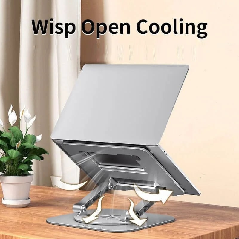 Portable Adjustable Ergonomic Laptop Stand with 360 Rotating Base and Aluminum Foldable Design