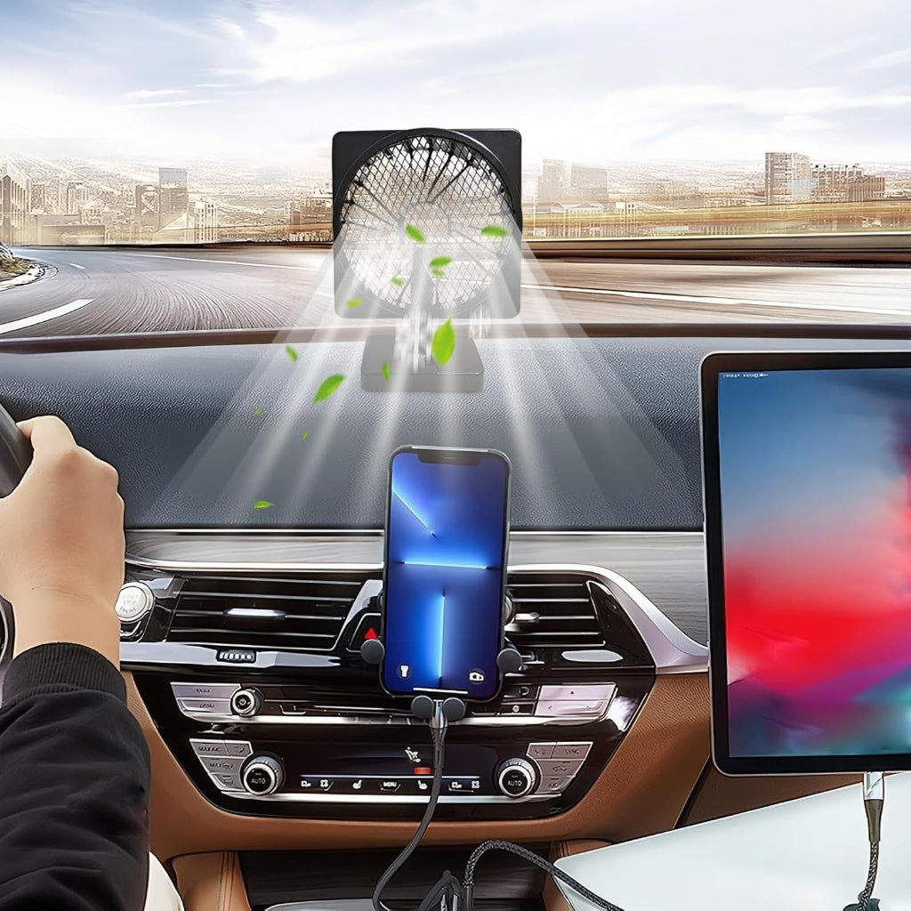Portable Vehicle Cooling Fan with USB Power and 360° Rotation