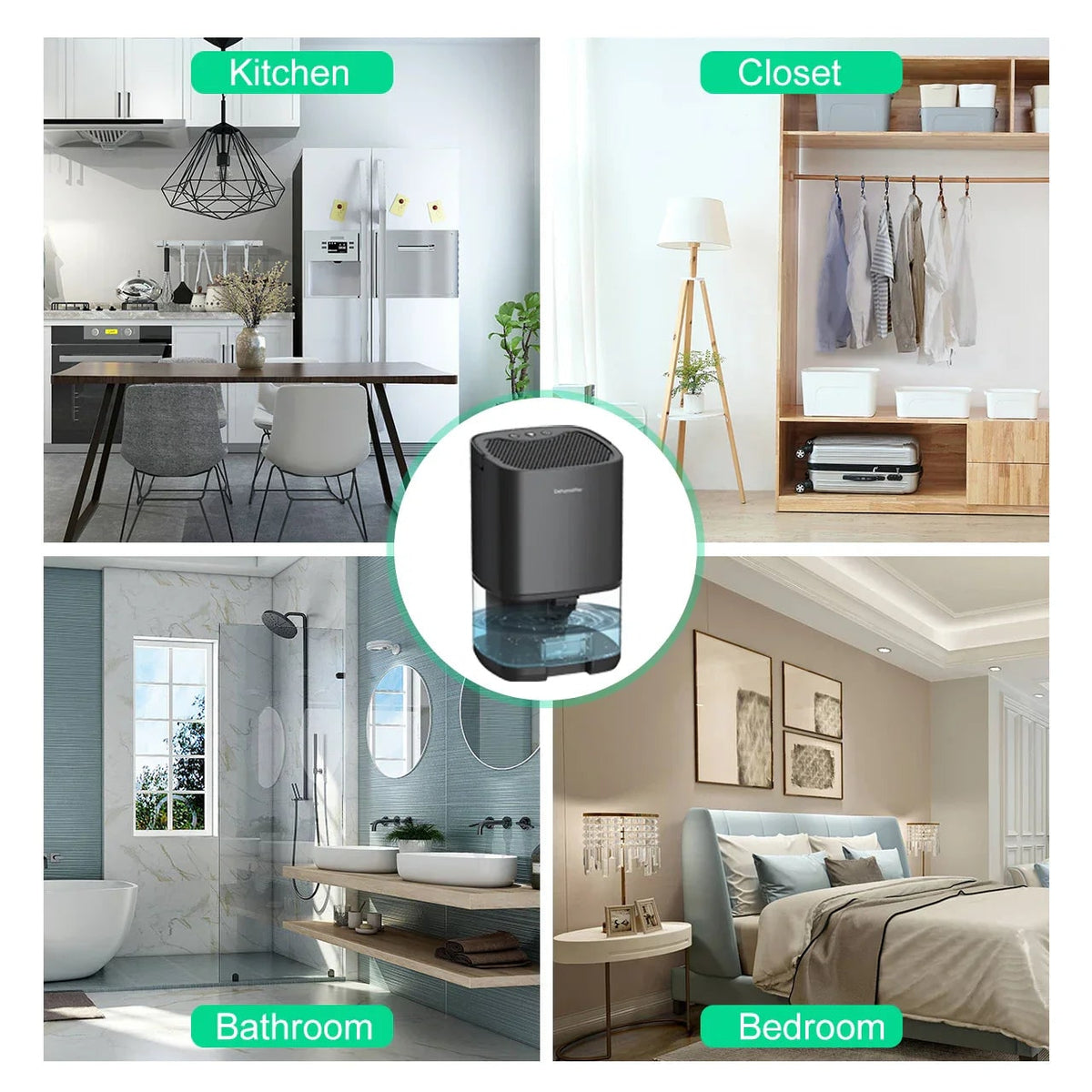 Portable Dehumidifier with Drain Hose for Basement Crawl Space and Air Purifier 1000ml