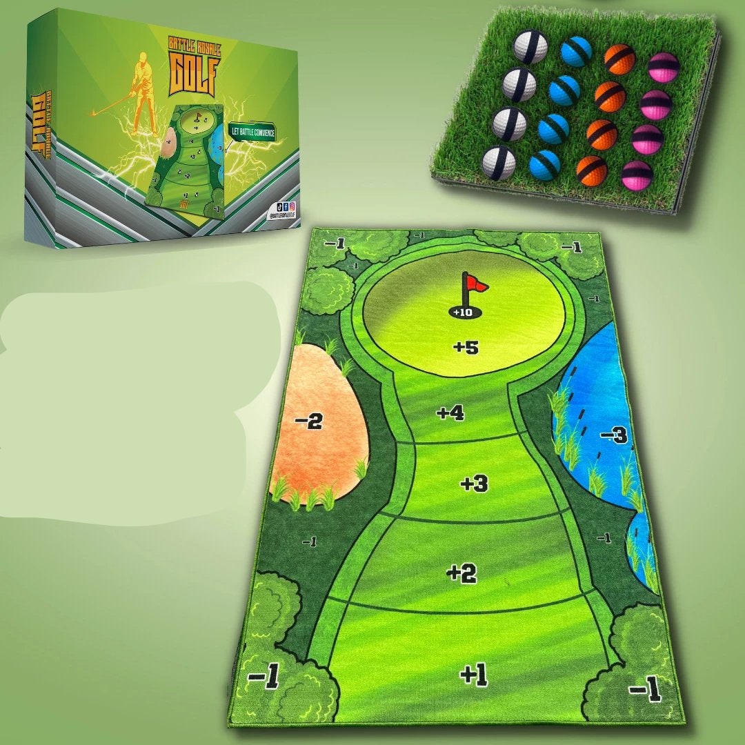 Portable Golf Chipping Game with Sticky Target Mat and 16 Color-Coded Balls Bucket