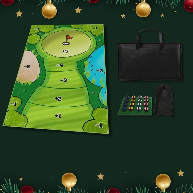 Portable Golf Chipping Game with Sticky Target Mat and 16 Color-Coded Balls Bucket