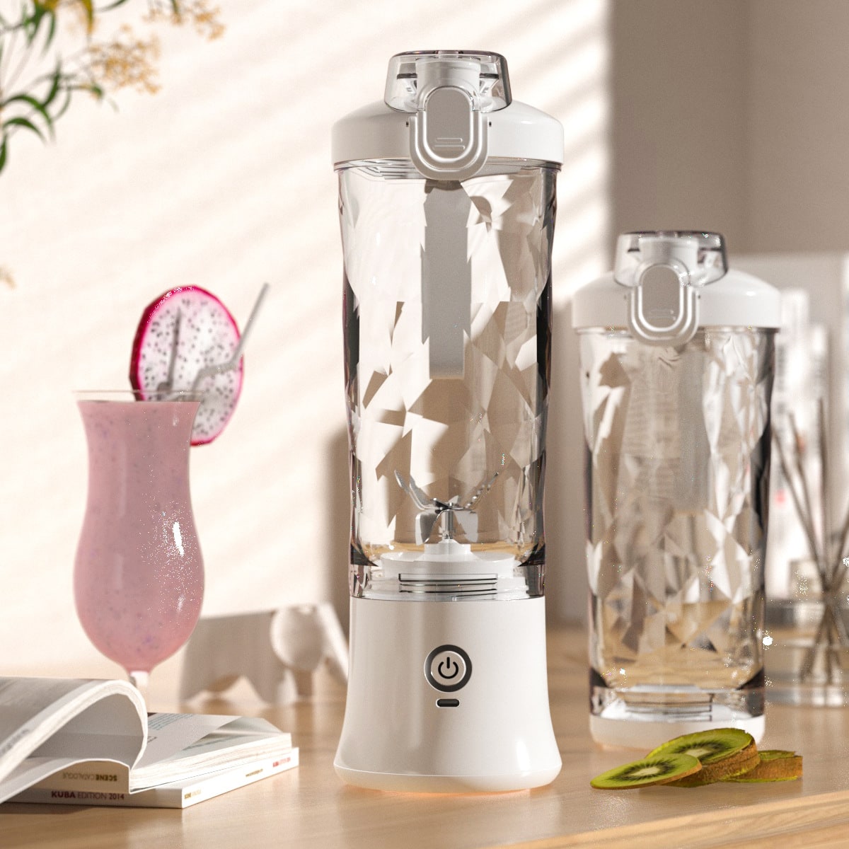Portable Mini Blender with USB Charging 6-Blade Cordless Personal for Smoothies and Shakes