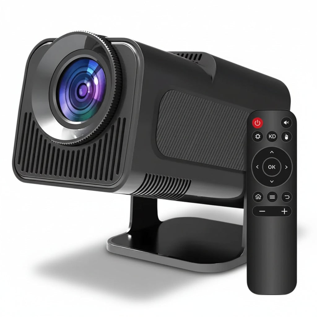 Portable Mini Smart Projector with Rotating Stand and Remote Control Quiet