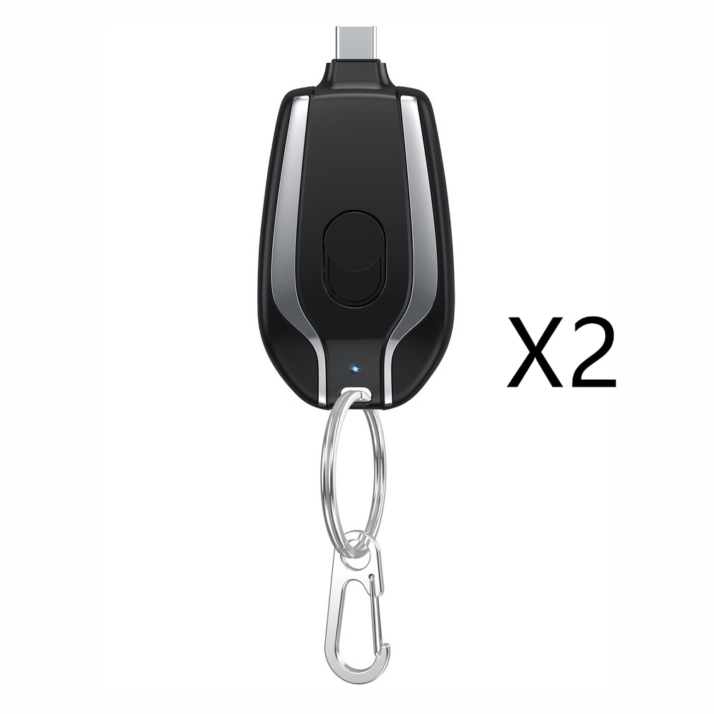 Portable Power Bank Keychain Charger with Retractable Connector and Carabiner Clip