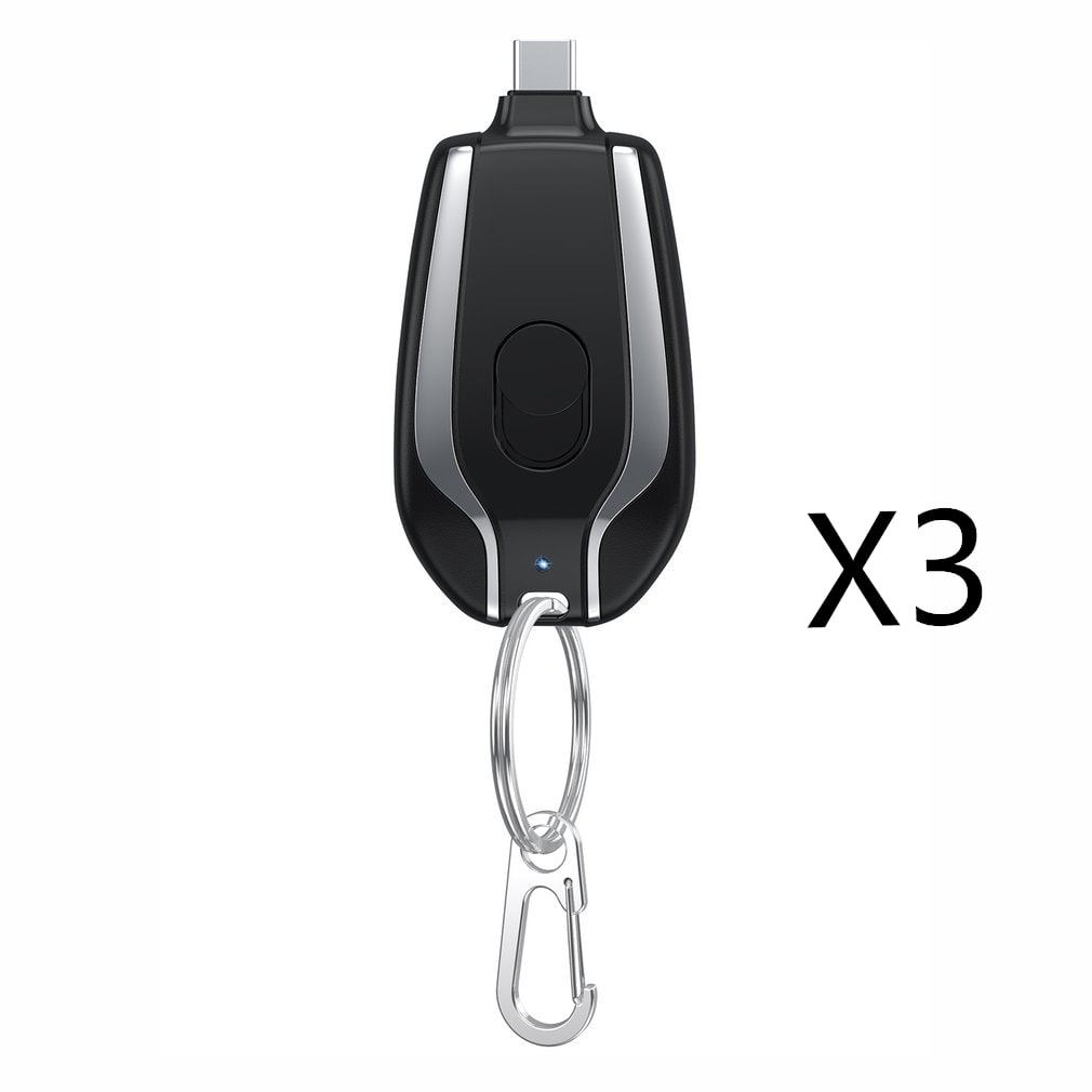 Portable Power Bank Keychain Charger with Retractable Connector and Carabiner Clip