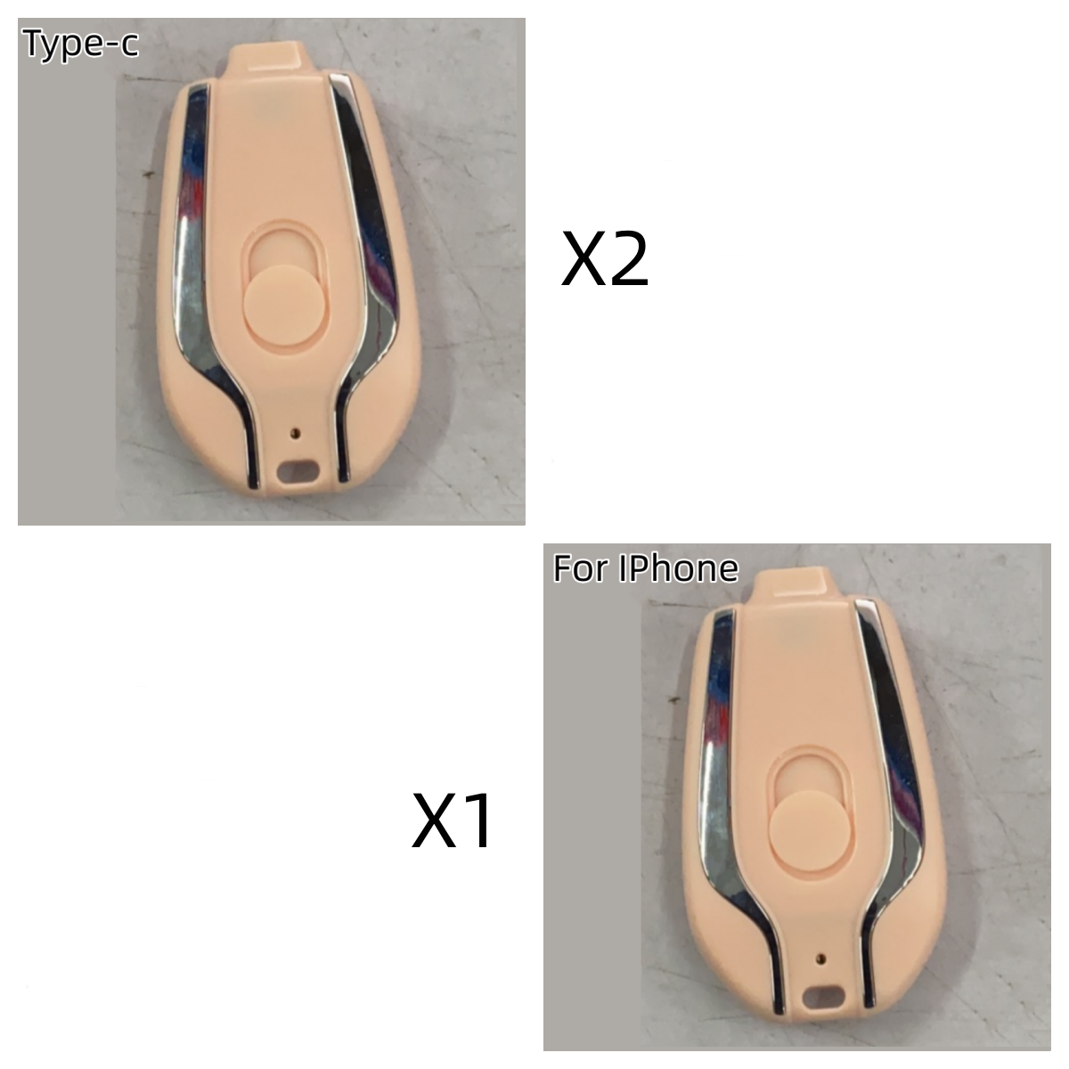 Portable Power Bank Keychain Charger with Retractable Connector and Carabiner Clip