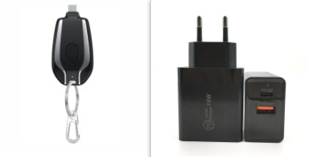 Portable Power Bank Keychain Charger with Retractable Connector and Carabiner Clip