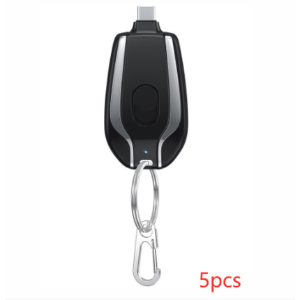 Portable Power Bank Keychain Charger with Retractable Connector and Carabiner Clip