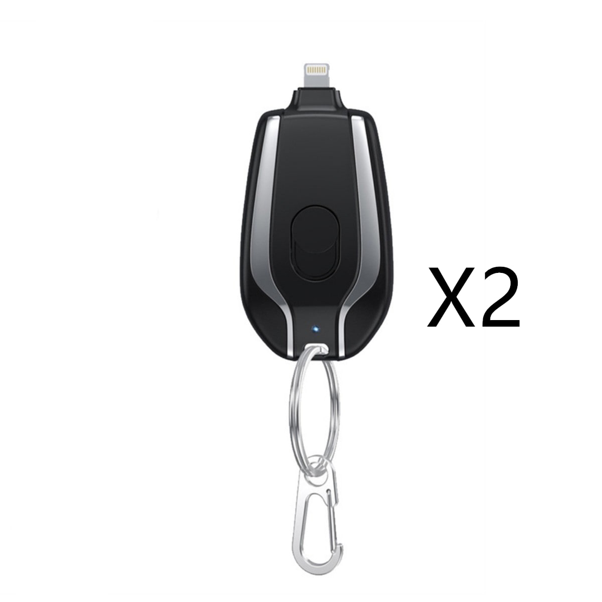 Portable Power Bank Keychain Charger with Retractable Connector and Carabiner Clip