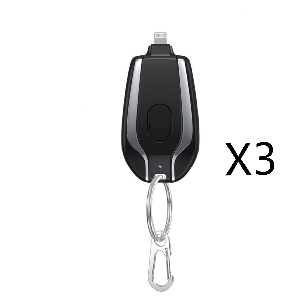 Portable Power Bank Keychain Charger with Retractable Connector and Carabiner Clip
