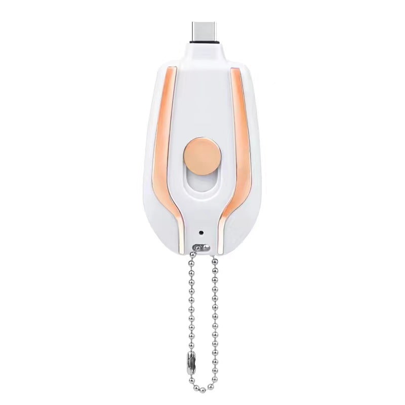 Portable Power Bank Keychain Charger with Retractable Connector and Carabiner Clip