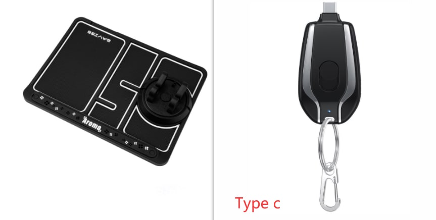 Portable Power Bank Keychain Charger with Retractable Connector and Carabiner Clip