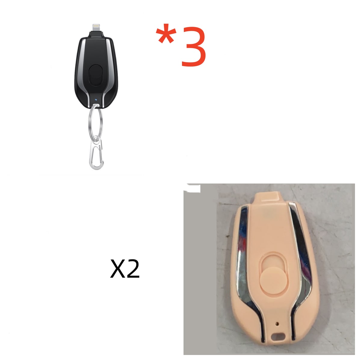 Portable Power Bank Keychain Charger with Retractable Connector and Carabiner Clip