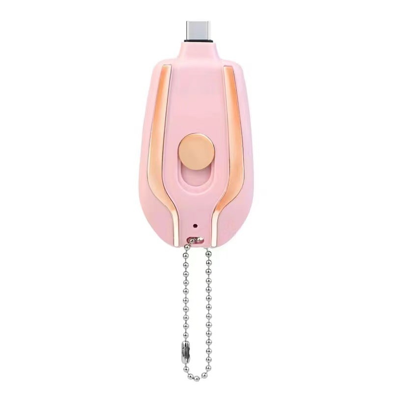 Portable Power Bank Keychain Charger with Retractable Connector and Carabiner Clip